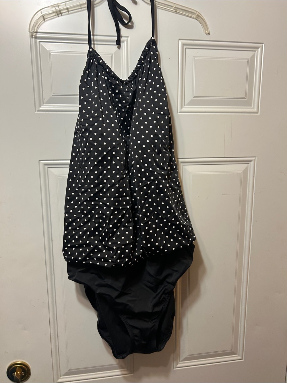 Black Polka Dot Halter One-Piece Swim Jumpsuit 1X